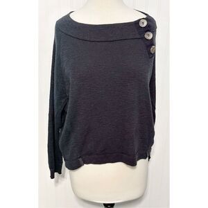 Free People Women's Don't Forget Me Button Pullover Shirt‎ Top Black Size Medium